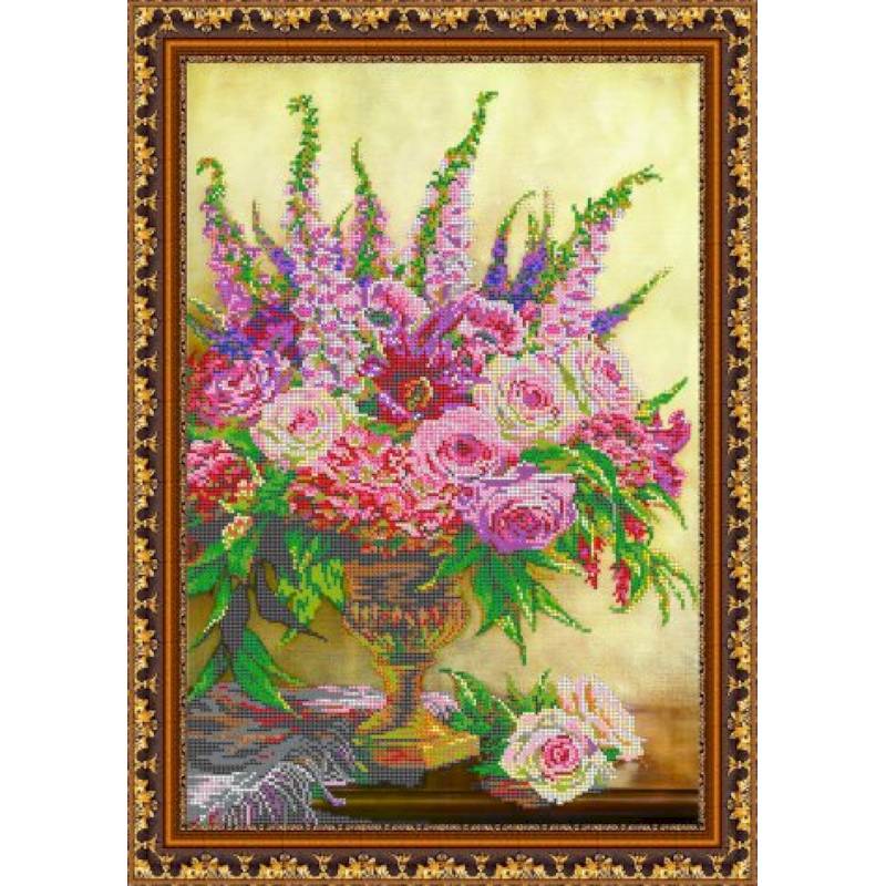 «Светлица» набор для вышивания бисером №153 «Цветы в вазе» бисер Чехия 34,1x47,7 см
